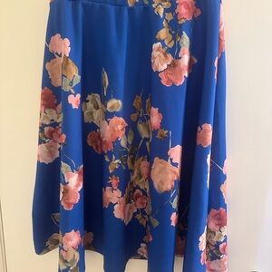 maitai Royal Blue Circle Skirt with Pink Floral Print